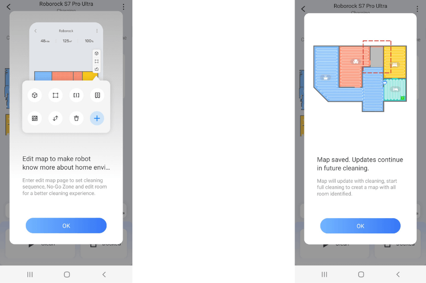 You can edit your apartment’s map in the Roborock S7 Pro Ultra app.